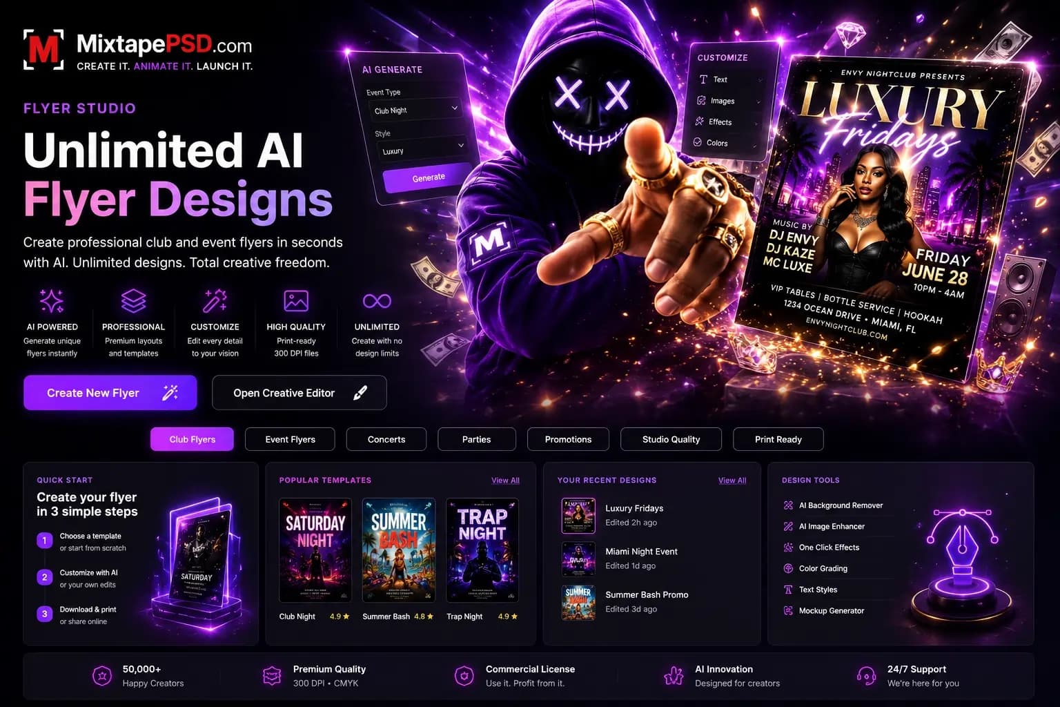 MixtapePSD Flyer Studio hero banner