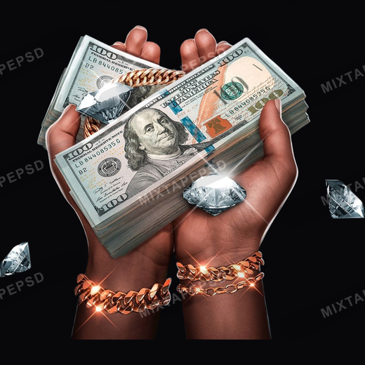 Hands With Diamonds And Money