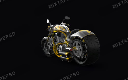 Yellow Black Chopper Motorcycle