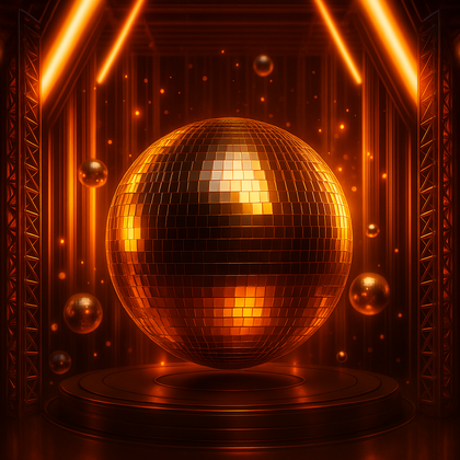 Golden-Disco-Ball-Stage-Background