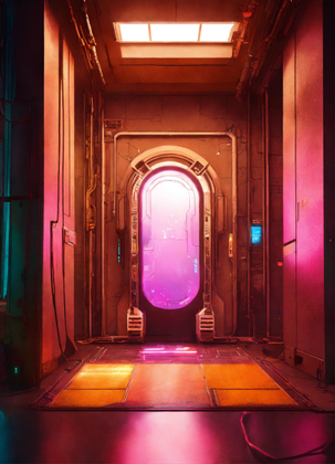 Cyberpunk-Doorway-with-neon-lighting