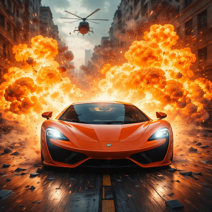 Explosive-Supercar-Fire-Blast-Urban-Background