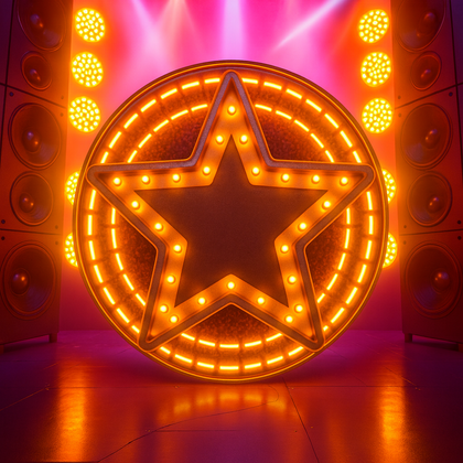 Golden-Marquee-Star-Stage-Background-with-Speakers-Lights