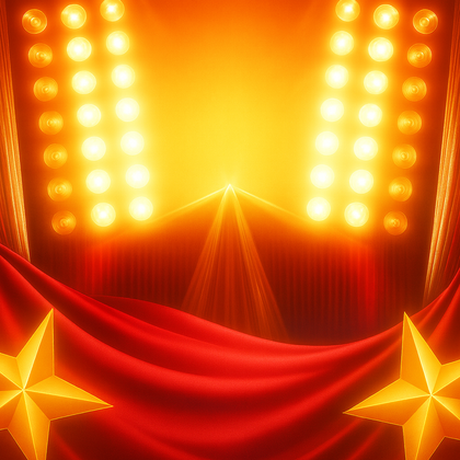 Red-Curtain-Stage-with-Golden-Stars-and-Bright-Concert-Lights-Background