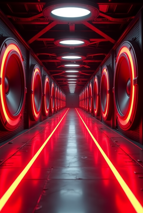 Red-Futuristic-Hallway-Sound-System-Chamber