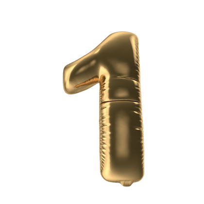3D Gold Foil Balloon Number 1