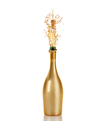 HD Gold Popped Champagne Bottle