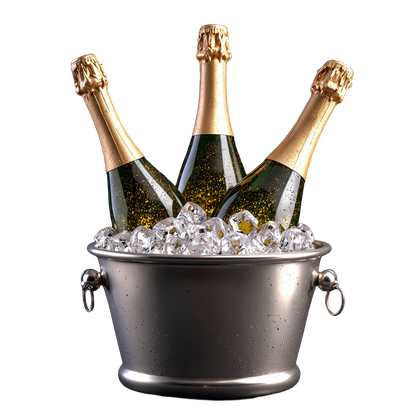 Silver Ice Bucket With Champagne Bottles