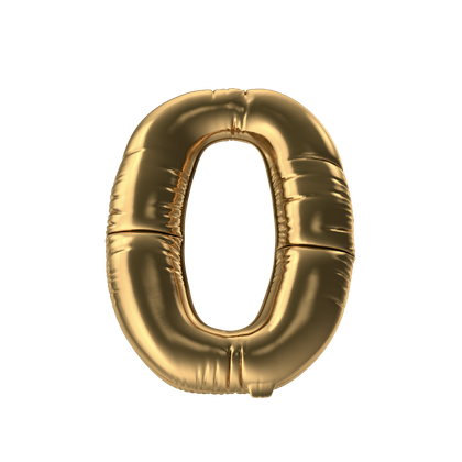 3D Gold Foil Balloon Number 0