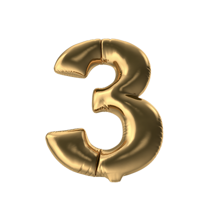 3D Gold Foil Balloon Number 3