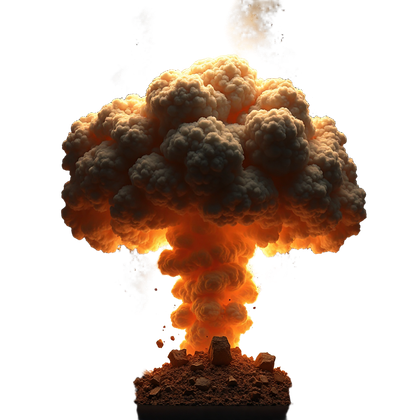 Fiery Mushroom Cloud Explosion
