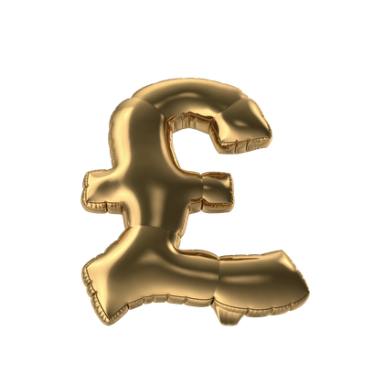 3D Gold Foil Balloon Euro Pound