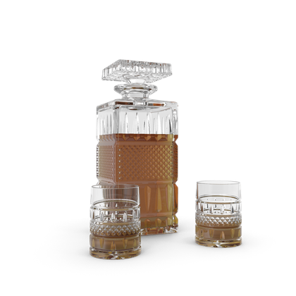 HD Crystal Whiskey Decanter With A Pair Of Glasses
