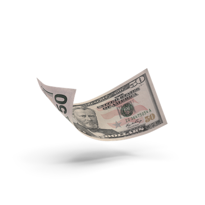 HD Falling US 50 Dollar Bill