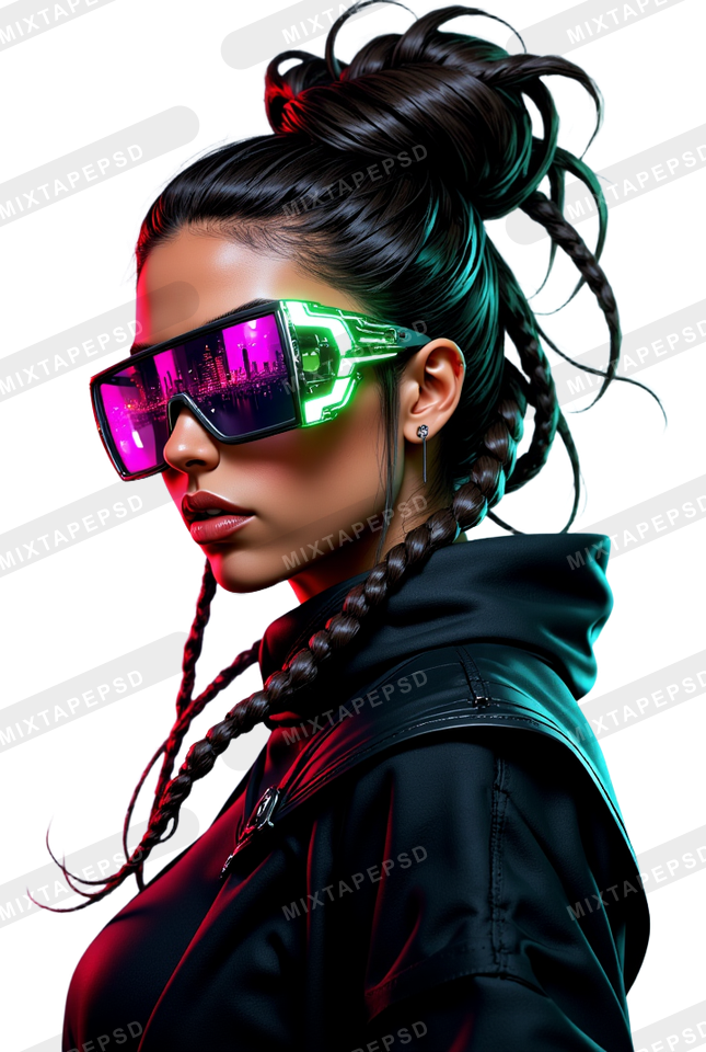 Club Flyer Model With Futuristic Neon Glasses 18