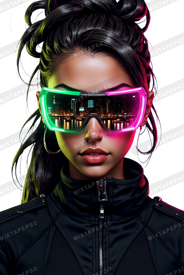 Club Flyer Model With Futuristic Neon Glasses 15