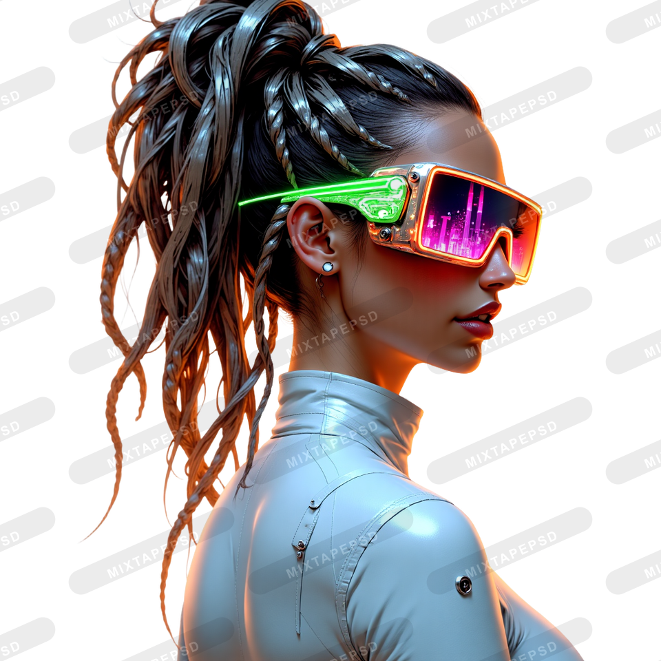 Club Flyer Model With Futuristic Neon Glasses 19