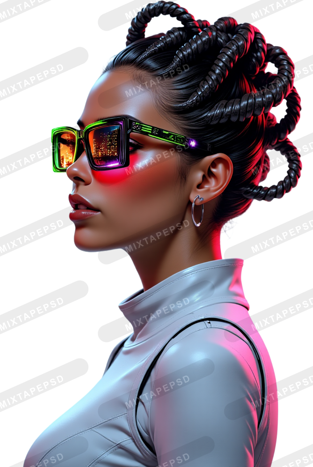 Club Flyer Model With Futuristic Neon Glasses 16