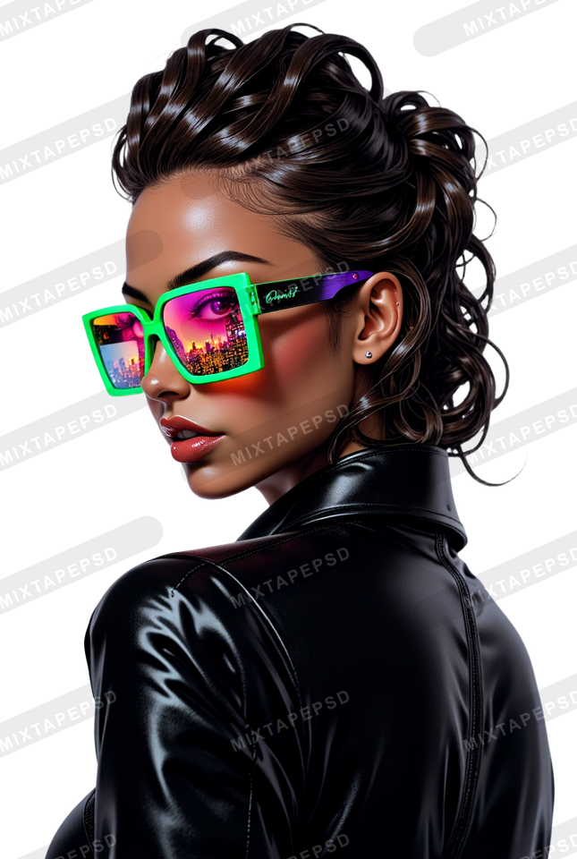 Club Flyer Model With Futuristic Neon Glasses 13