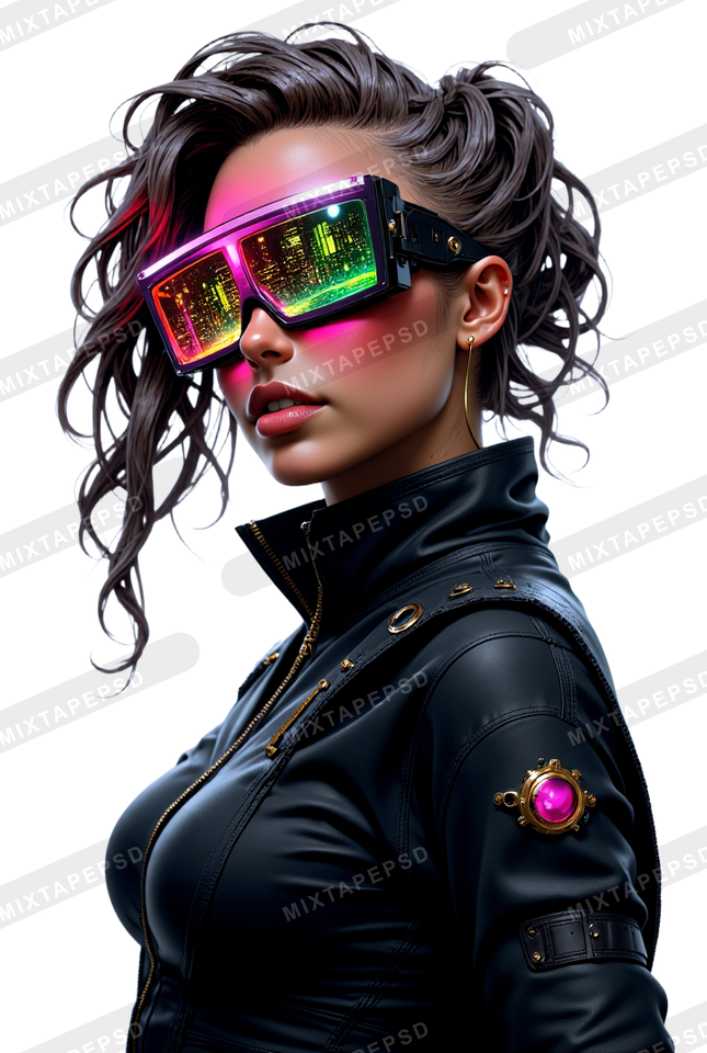 Club Flyer Model With Futuristic Neon Glasses 5