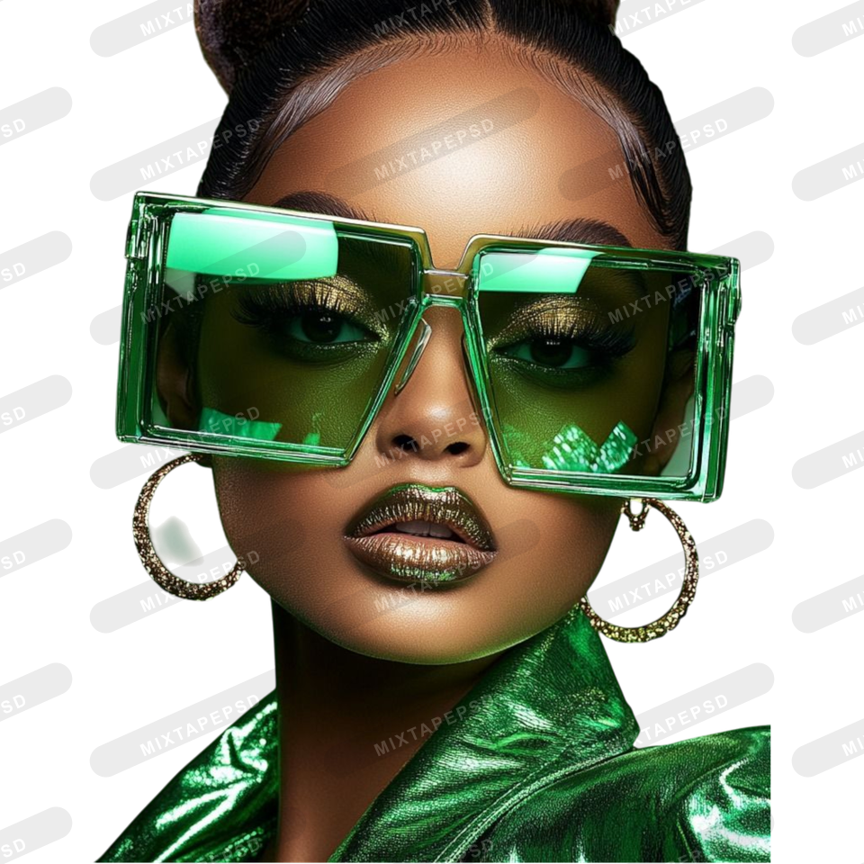 Green Glasses Club Flyer Model PNG