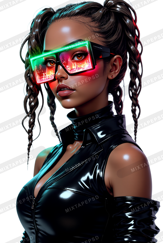 Club Flyer Model With Futuristic Neon Glasses 20