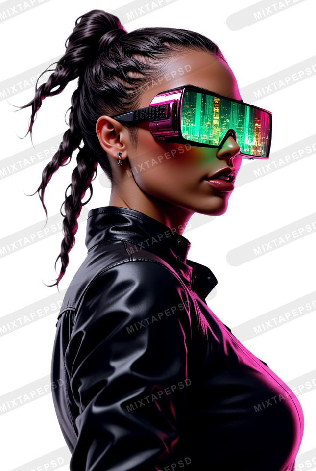 Club Flyer Model With Futuristic Neon Glasses 17