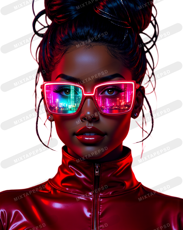 Club Flyer Model With Futuristic Neon Glasses 3