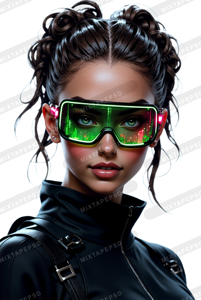 Club Flyer Model With Futuristic Neon Glasses 14