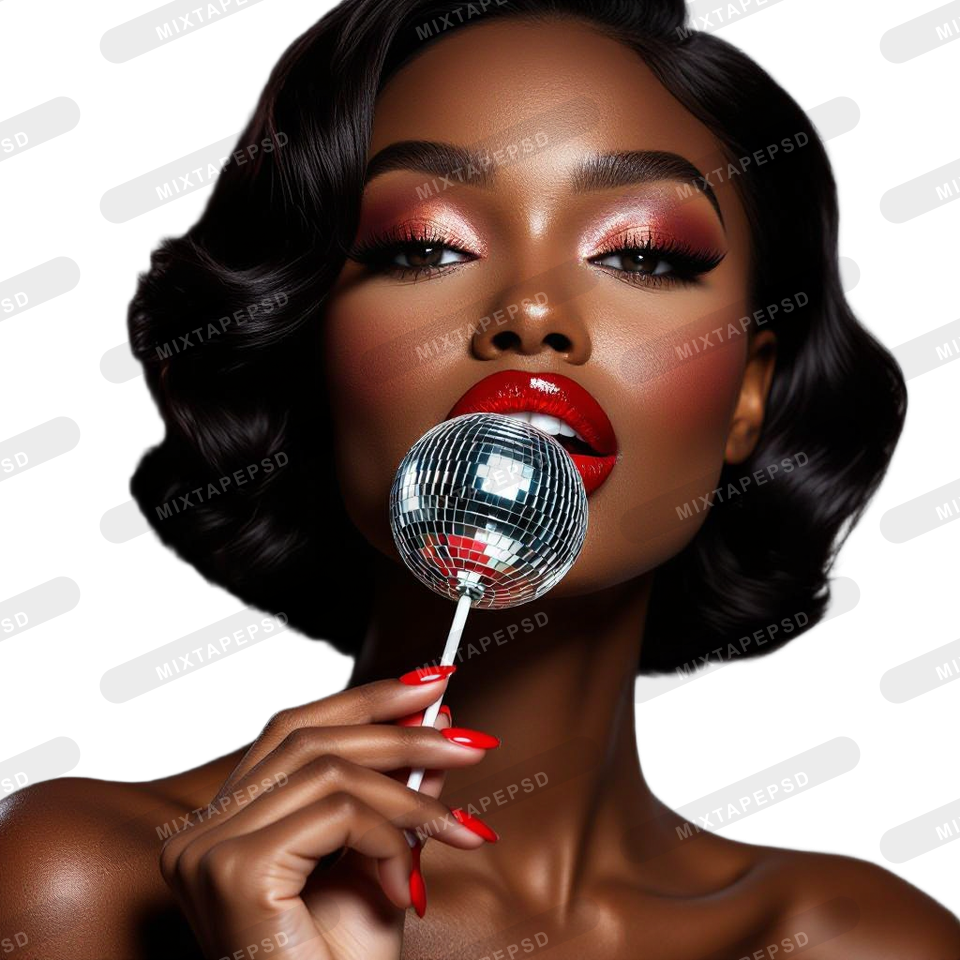 Seductive Model Licking Disco Ball Lollipop 2