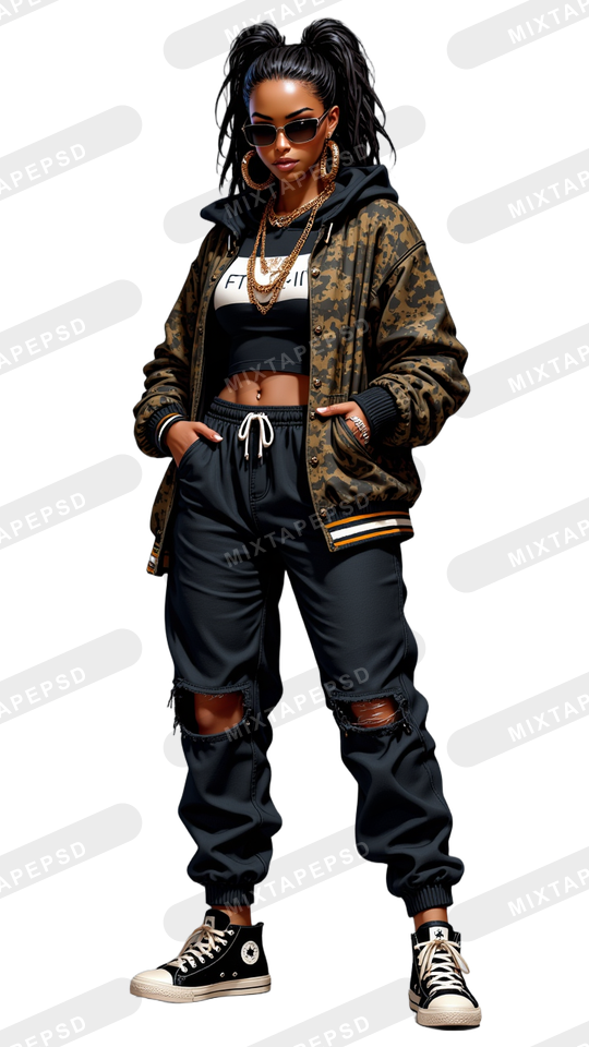 Hip Hop Female Model PNG 3