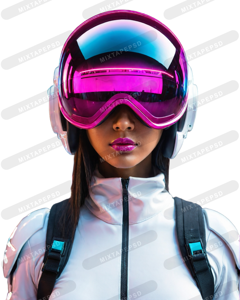 Club Flyer Model With Huge Neon Goggles