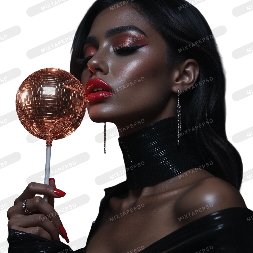 Seductive Model Licking Disco Ball Lollipop 8