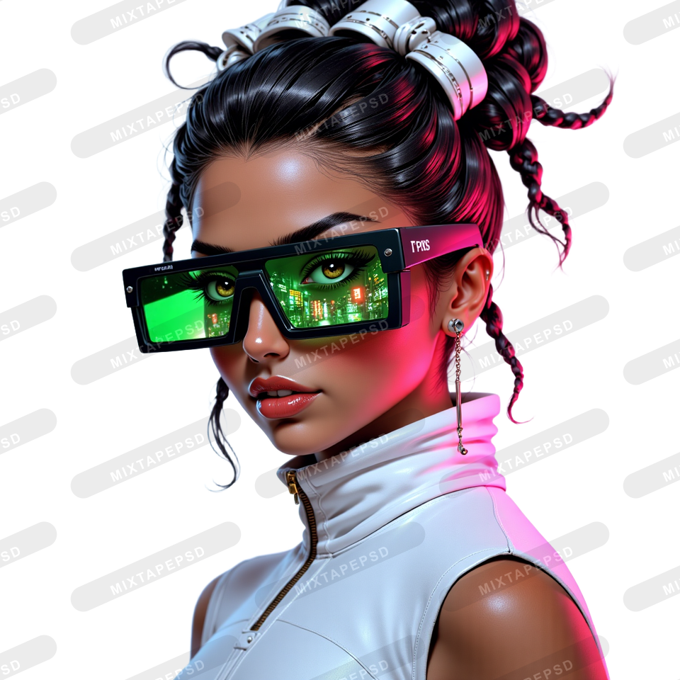 Club Flyer Model With Futuristic Neon Glasses 12