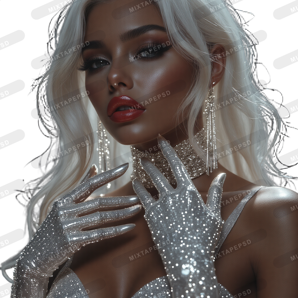 Diamond Glam Club Flyer Model PNG with transparent background for Photoshop, Canva, Illustrator, Affinity Photo, album covers, flyers and commercial graphic design.