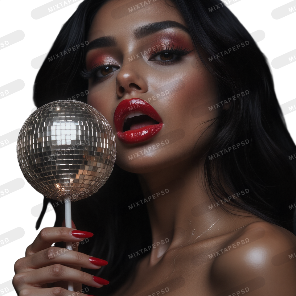 Seductive Model Licking Disco Ball Lollipop 5