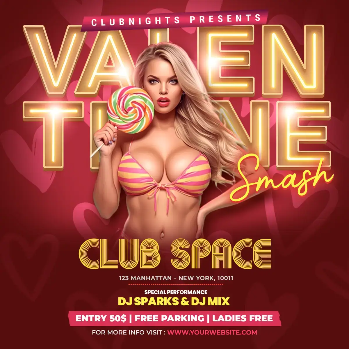 Valentine Smash Club Flyer Template