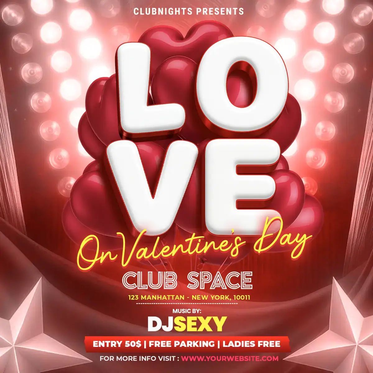 Valentines Day Love Club Flyer Template