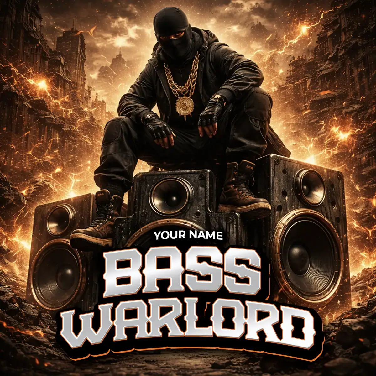 Bass Warlord Mixtape Cover Template