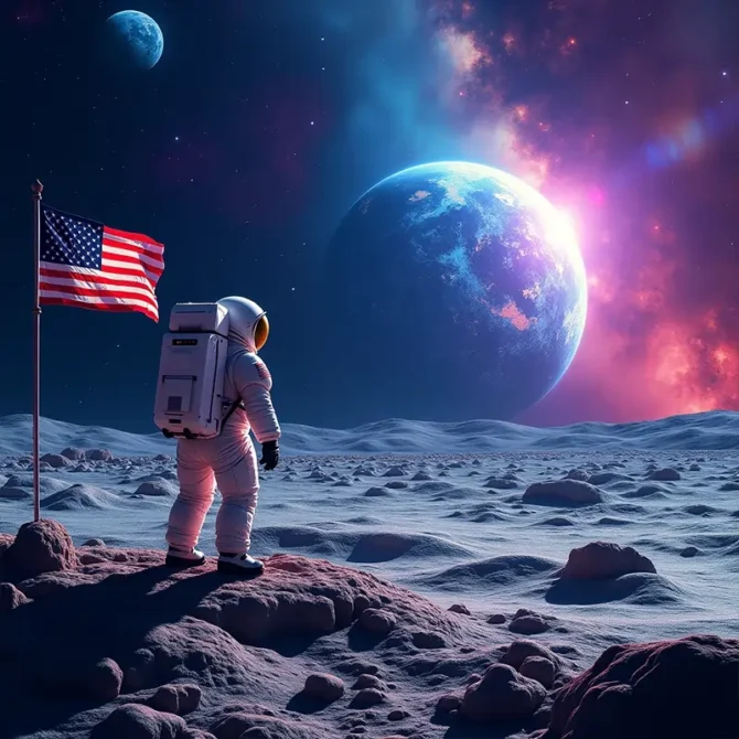 NASA Photograph of Astronaut Standing on the Moon