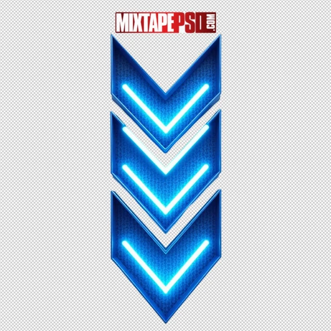 3D Metallic Blue Neon Arrows, 3D Rendering of 3 Metallic Blue Neon Arrows, 3D metallic blue neon arrows pointing forward with glowing edges, Three futuristic blue neon arrows with metallic texture in 3D render, Glowing 3D arrows in metallic blue for flyer and mixtape backgrounds