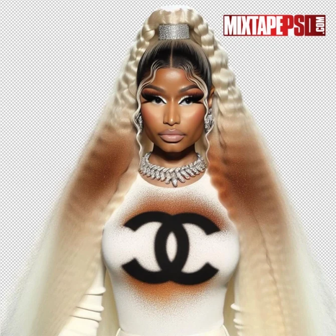 Nicki Minaj PNG 7, Nicki Minaj posing in stylish outfit with confident expression, Hip-hop artist Nicki Minaj in high-fashion look for music promo, Rapper Nicki Minaj striking a pose in a glamorous setting, Nicki Minaj Transparent PNG, Nicki Minaj PNG Download, Nicki Minaj PNG Image, Nicki Minaj Transparent Background, Nicki Minaj Cutout PNG, Hip Hop Artist PNG, Mixtape Cover Artist PNG, Nicki Minaj PSD PNG