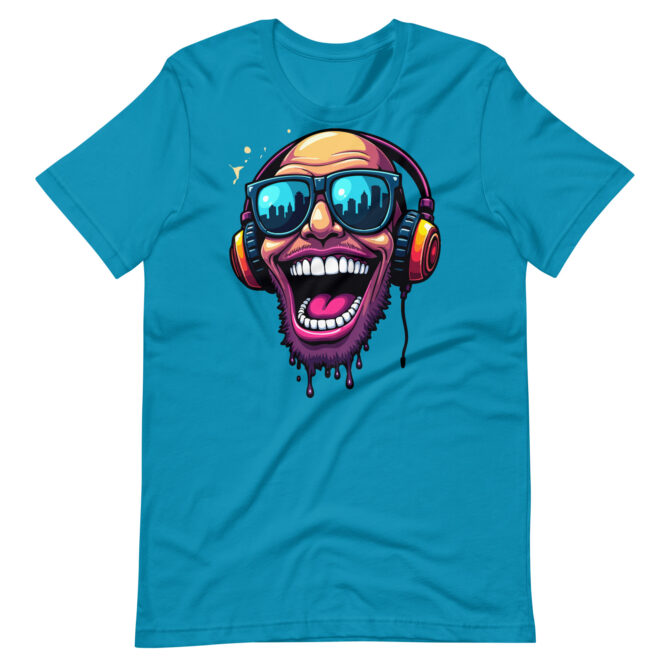 Character wearing headphones laughing cartoon t-shirt, Audio Addict T-Shirt, Cartoon Character with Headphones Shirt, Chill Vibes T-Shirt, Cool Music Tee, DJ Style T-Shirt, Funny Headphones T-Shirt, Happy Listener Shirt, Headphones Smiling Tee, Headphones Vibes Shirt, Joyful Listener Graphic Tee, Laugh Out Loud Music Tee, Laughing Character Shirt, Laughing Music Fan Tee, Music and Laughter Shirt, Music Lover Graphic Tee