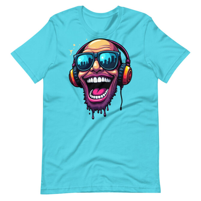 Character wearing headphones laughing cartoon t-shirt, Audio Addict T-Shirt, Cartoon Character with Headphones Shirt, Chill Vibes T-Shirt, Cool Music Tee, DJ Style T-Shirt, Funny Headphones T-Shirt, Happy Listener Shirt, Headphones Smiling Tee, Headphones Vibes Shirt, Joyful Listener Graphic Tee, Laugh Out Loud Music Tee, Laughing Character Shirt, Laughing Music Fan Tee, Music and Laughter Shirt, Music Lover Graphic Tee