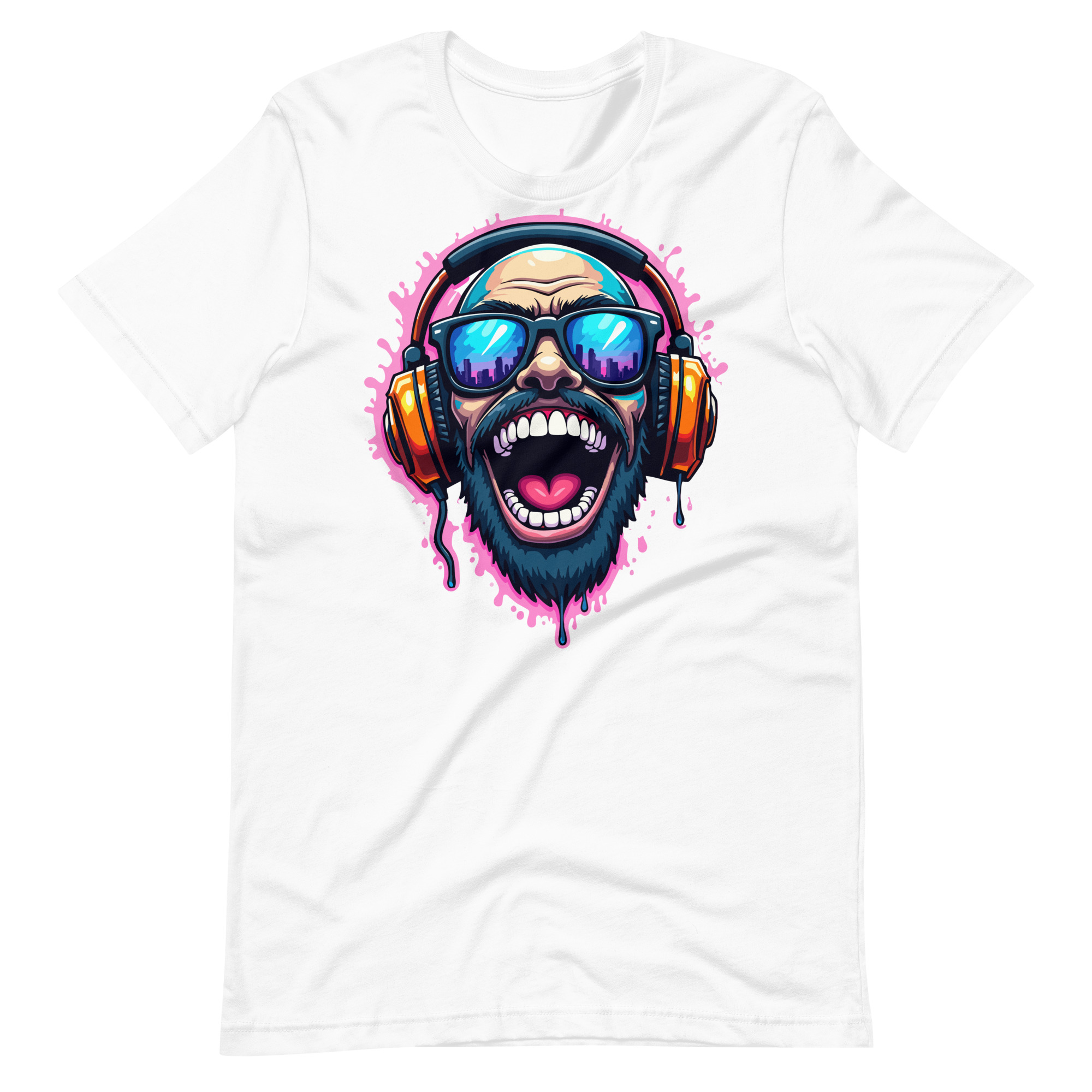 Black Man with Headphones Laughing T-shirt 4