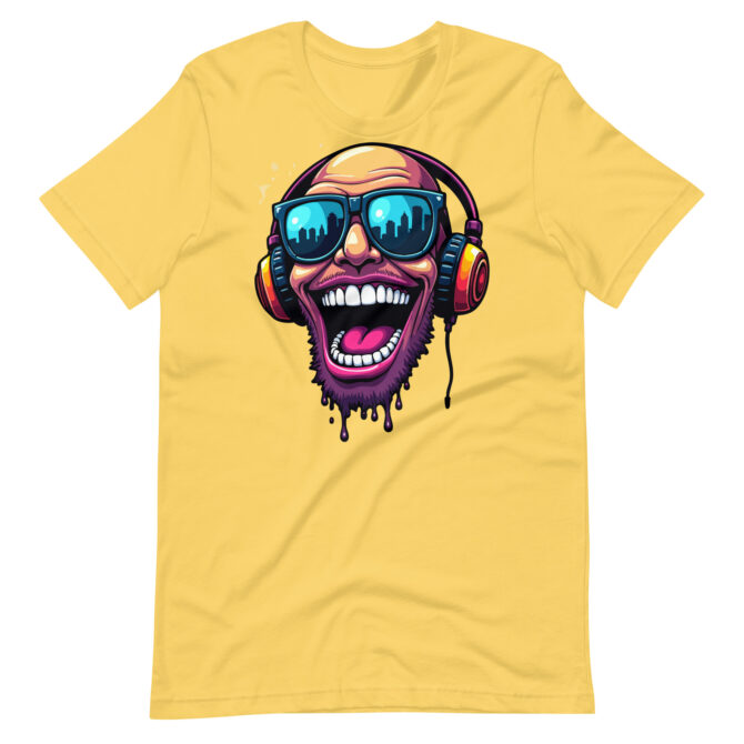 Character wearing headphones laughing cartoon t-shirt, Audio Addict T-Shirt, Cartoon Character with Headphones Shirt, Chill Vibes T-Shirt, Cool Music Tee, DJ Style T-Shirt, Funny Headphones T-Shirt, Happy Listener Shirt, Headphones Smiling Tee, Headphones Vibes Shirt, Joyful Listener Graphic Tee, Laugh Out Loud Music Tee, Laughing Character Shirt, Laughing Music Fan Tee, Music and Laughter Shirt, Music Lover Graphic Tee