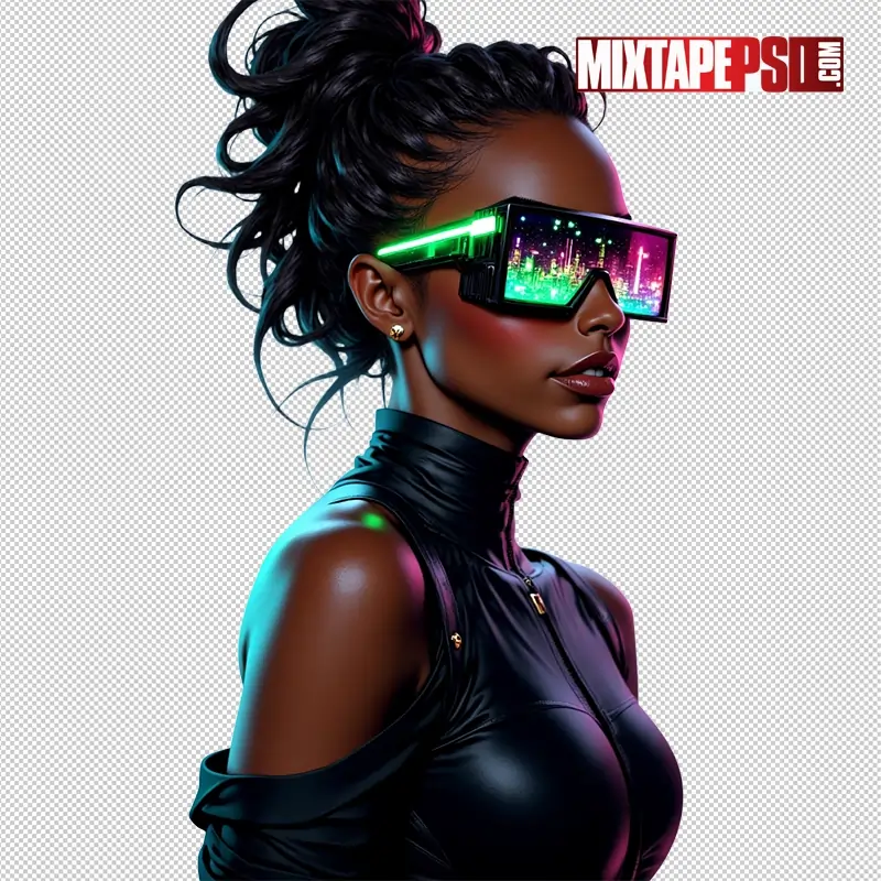 Club Flyer Model with Futuristic Neon Glasses 4