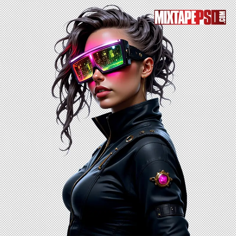 Club Flyer Model with Futuristic Neon Glasses 5