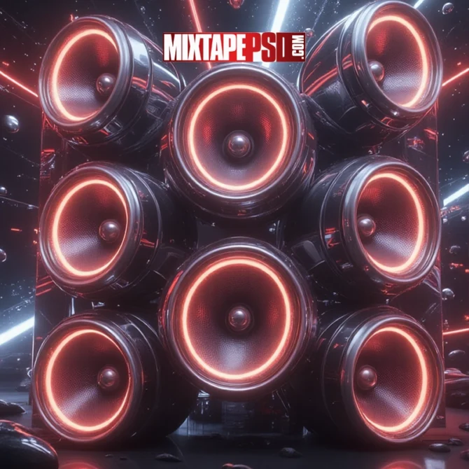 Wall with Glowing LED Lights and Abstract Effects
