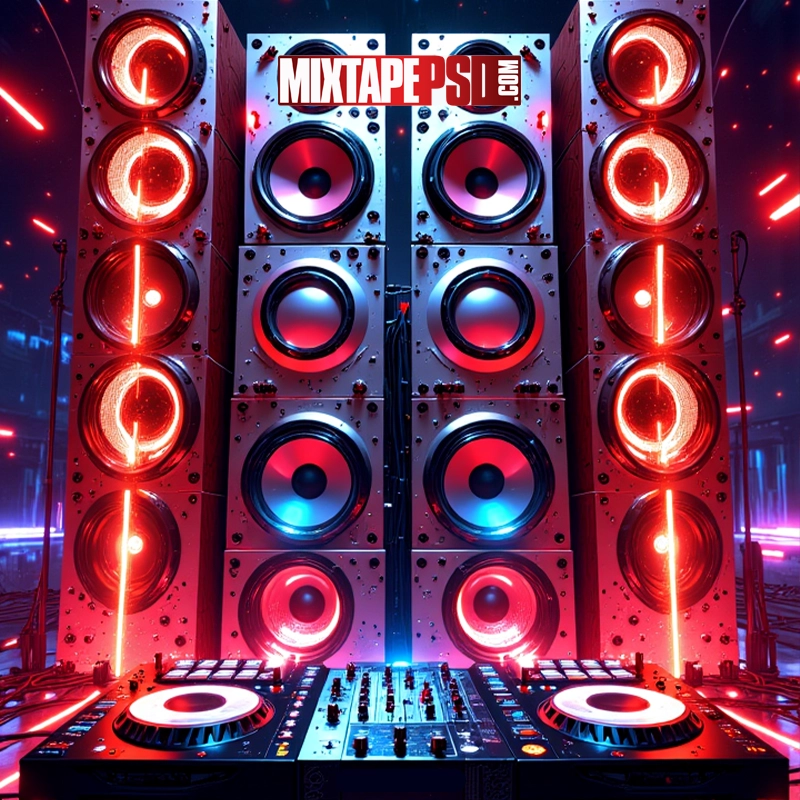 Futuristic DJ Turntables & Speakers Background 7